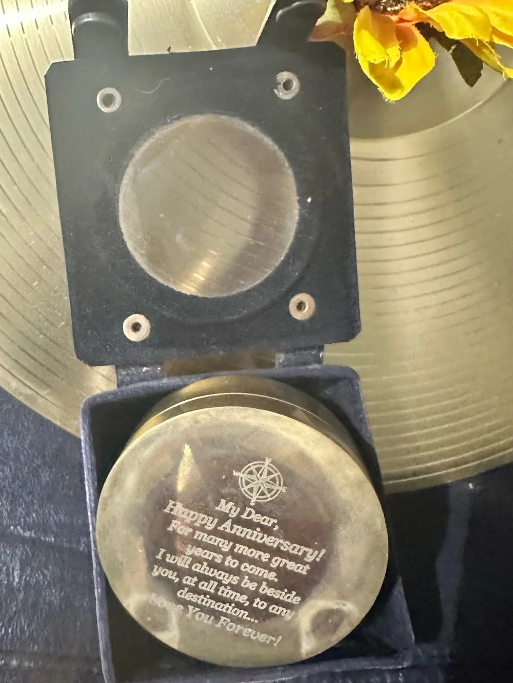 Antique style brass sundial compass